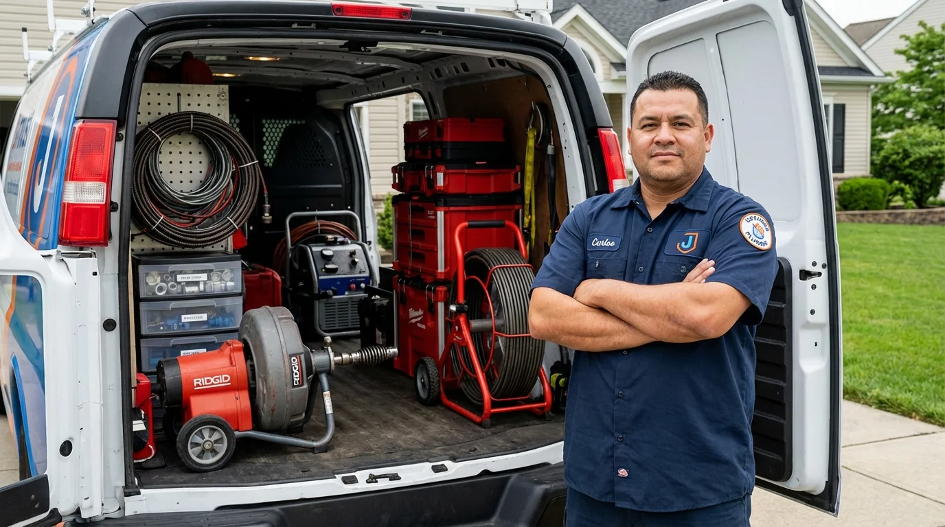 Professional drain cleaning equipment and Johns Plumbing LLC plumber in Hanford